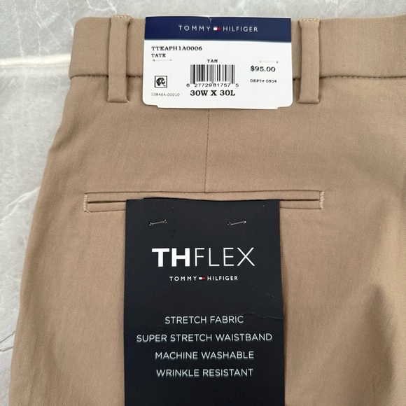Men’s Tommy Hilfiger THFlex Tate Stretch Khaki Dress Pants Size 30W X 30L - Picture 11 of 16